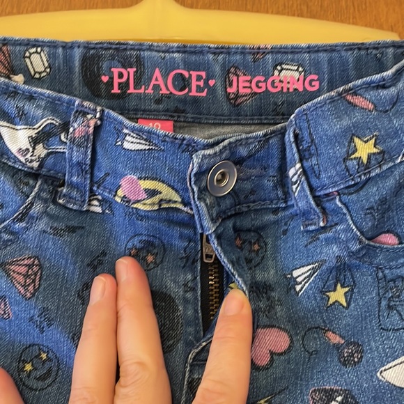 Kids 9/10 Jeans Leggings graffiti emoji print denim - Picture 3 of 7